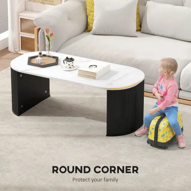 Coffee Table, Modern Marble-Effect Living Room Table with Round  in Coffee Tables in Markham / York Region - Image 6