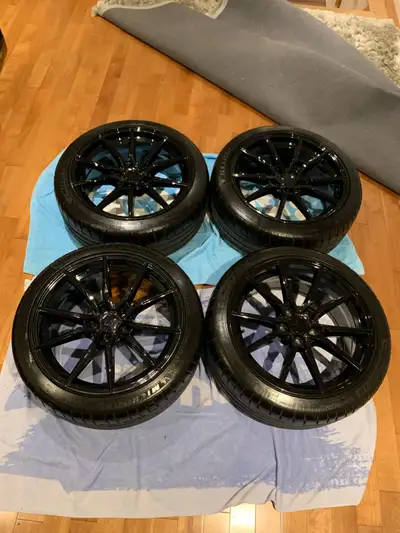 4 summer tires and 4 mags Michilien pilot sport 4s 235/40/r18 Sentali ss1 gloss black 18x8.5+42 offs...