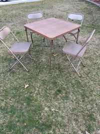 Metal card table with chairs 