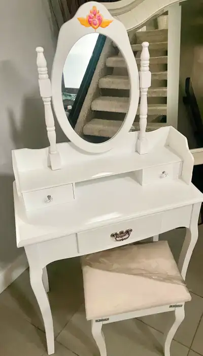 Dressing Table Vanity Table and Stool Set, View more