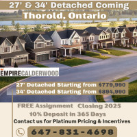 NEW HOMES 27' & 34' Detached in Thorold