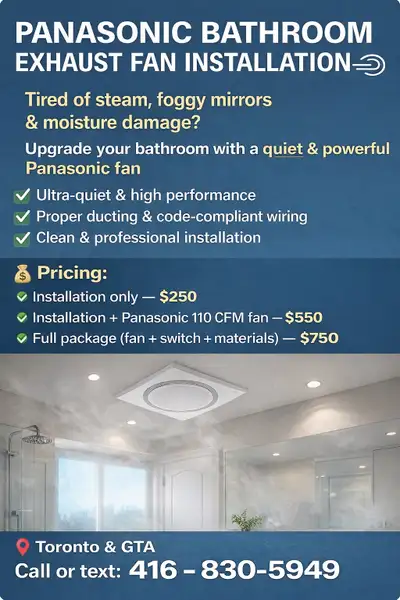 Panasonic Bathroom Exhaust Fan Installation – Starting $250, View more