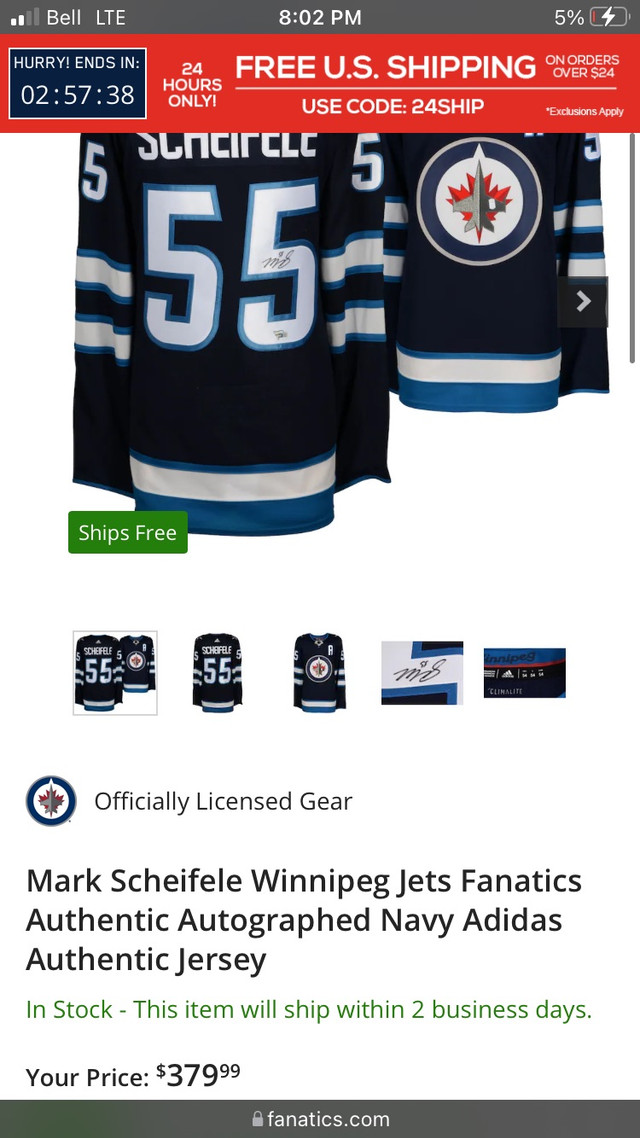 Winnipeg Jets autographed Scheifele Fanatics jersey in Hockey in Winnipeg - Image 4