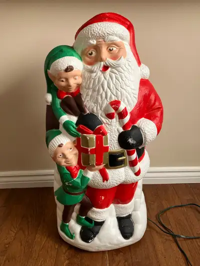 Vintage TPI Blow Mold from 2001, Santa with Elves Made in Canada, View more