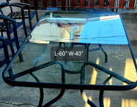 Wrought Iron and Glass Outdoor Table and 6 Chairs