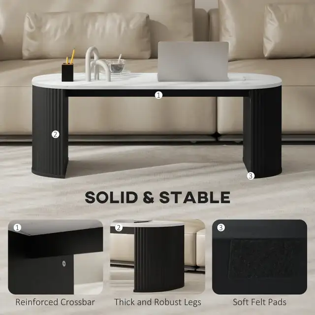 Coffee Table, Modern Marble-Effect Living Room Table with Round  in Coffee Tables in Markham / York Region - Image 5
