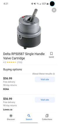 New Delta kitchen or bathroom single handle valve cartridge