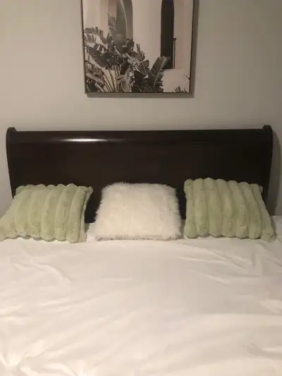bed frame and wood headboard, View more