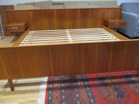 MCM, Teak King Bed Frame with 2 Floating Tables