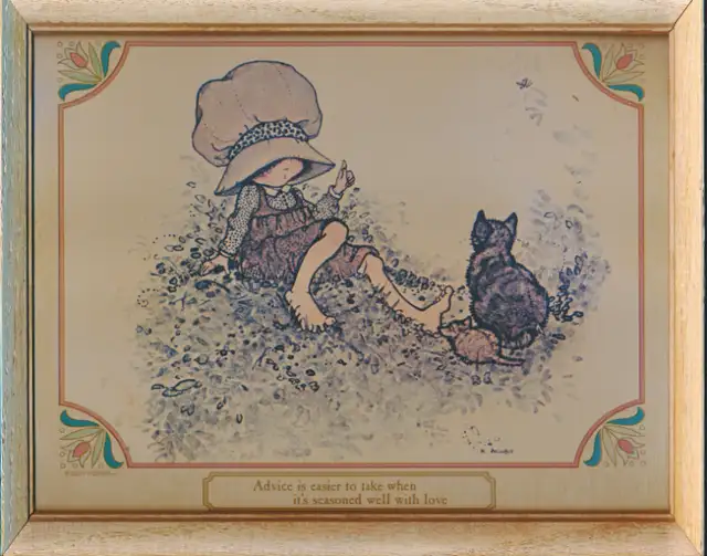 Holly Hobbie Prints X 3 Carlton Cards Wood Frames 9"x11"-1975 in Arts & Collectibles in City of Toronto - Image 6