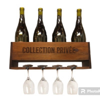 Wooden Wine Rack Shelf - Étagère pour bar 