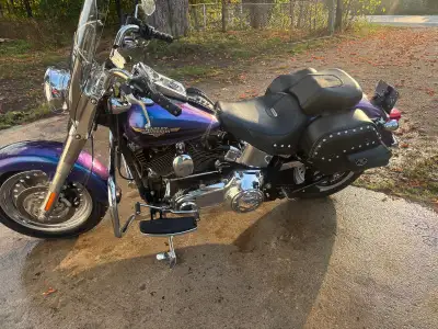 2010 Harley Davidson FatBoy. Crome - “Live To Ride Harley Havidson” Two Tone Blue/Purple H/D Paint....
