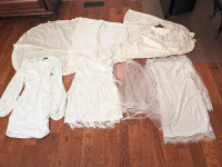 Four Wedding  Dresses and Veil. Sizes S & M