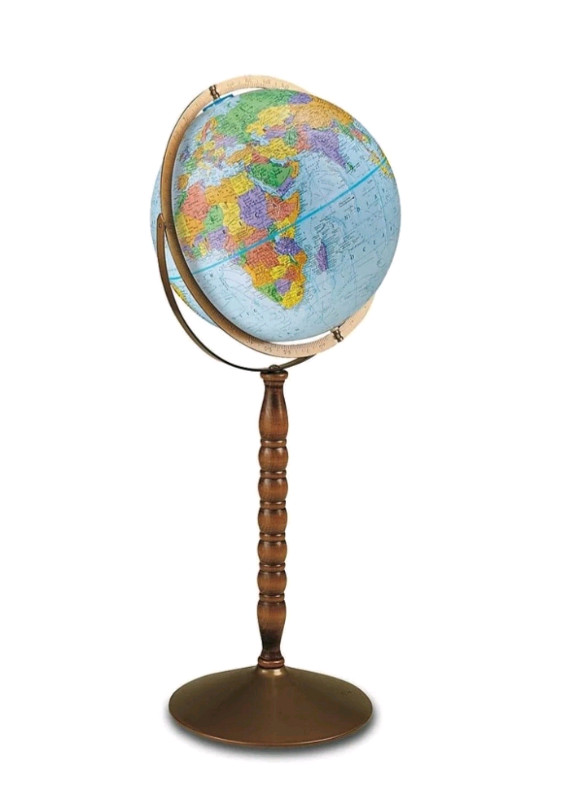 BNIB Treasury 12 Inch Blue Floor Globe w Turned Wood Stand.  in Other Business & Industrial in Markham / York Region - Image 2