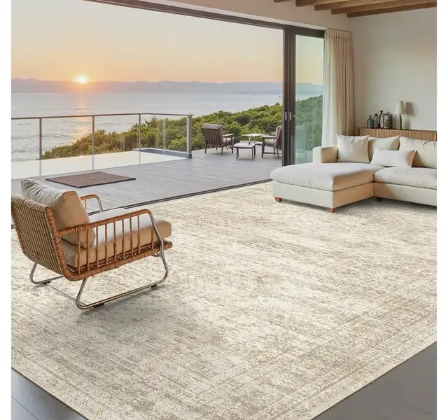 Soalmost Washable Area Rug 8x10 Large Soft Beige  in Rugs, Carpets & Runners in Hamilton - Image 3