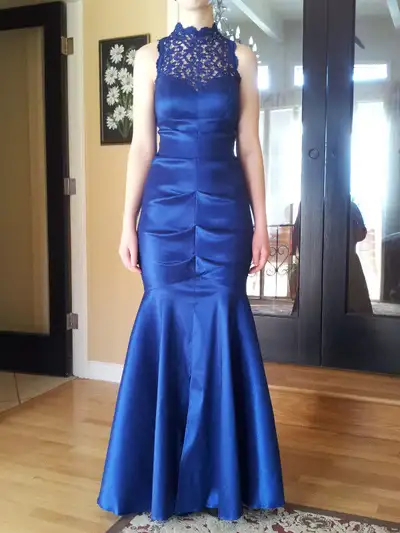 XSCAPE LACE / TAFFETA TRUMPET GOWN / DRESS, View more