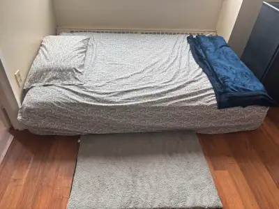 Good but old twin mattress. Has some coffee stains but it’s a firm mattress.