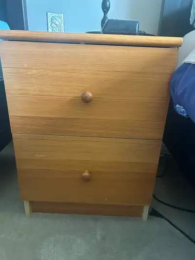 Two Pine Drawer Wood Nightstand, View more