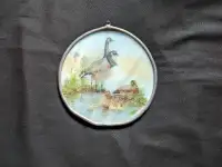 Antique wall hang up glass Canada duck goose