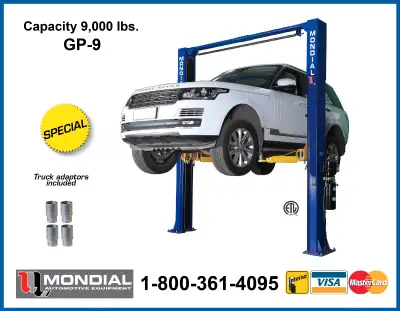 NEW 1-800-361-4095 **** 2021 ******* GP-9 MONDIAL AUTOMOTIVE EQUIPMENT, GP-9 is an assymetric lift w...