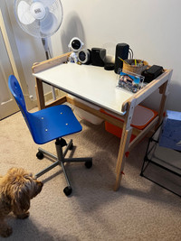 IKEA kids adjustable desk and chair with bin storage