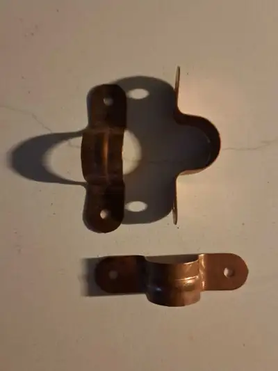 Copper strap clamps and copper nails 1/2"size., View more