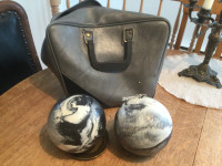 Boules de bowling  grises noires +sac transport