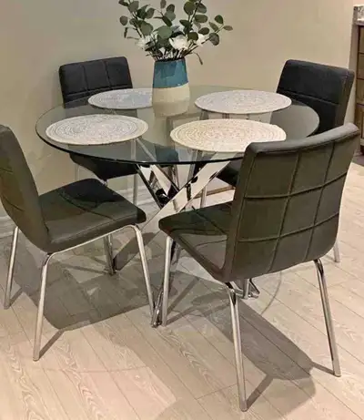 4 Seater Glass Dining Set For Sale! Free Delivery, View more