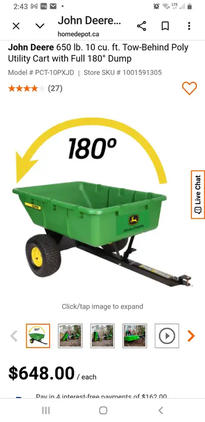 John deere 10 p cart, View more