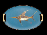 Vintage Mid Century Modern Marlin Swordfish Fish Bar Drinks Tray