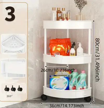 SALE 3-Tier Rolling Corner Organizer Kitchen, Bathroom, Living, View more