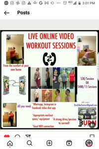 Online training from the confort of your own home/ gym
