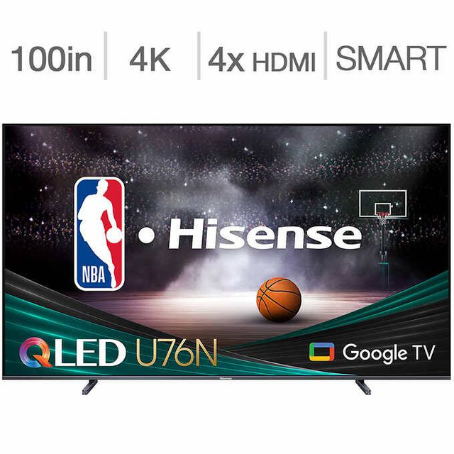 Télévision QLED 100 100U76N 4K ULTRA HDR 144Hz GOOGLE TV Hisense dans Téléviseurs  à Laval/Rive Nord