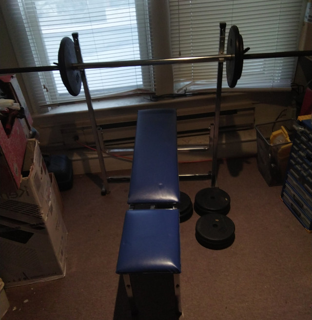 WEIGHT BENCH AND WEIGHTS in Exercise Equipment in Edmonton