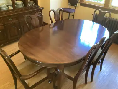 Gibbard mahogany dining table with 6 chairs/2leaves, View more