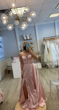Pastel Strapless Soft Pink Prom Dress