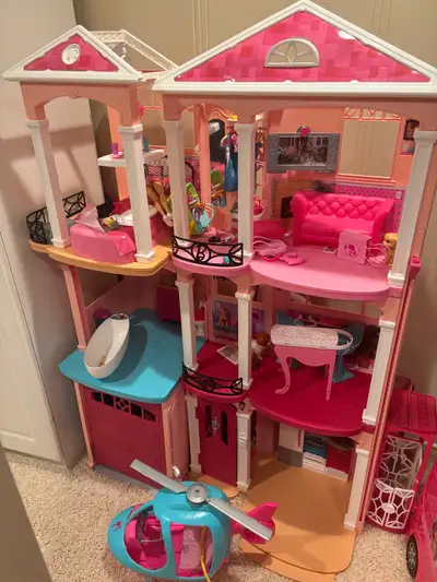 Barbie Dream House - 3 Story + Car + Helicopter, View more