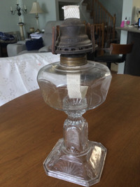 Early Canadian Glass Oil Lamp c1900