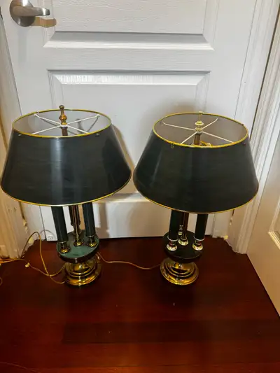 Vintage Stiffel Brass Bouillotte Table Lamp Pair, View more