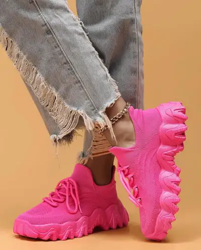 Women's Pink Chunky Sneakers-Size 9, View more