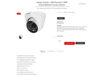 Dahua 4MP Visual + 1.3M Thermal Network Turret Camera Thermal Camera GX-HT4T22W-2M Resolution (Therm...