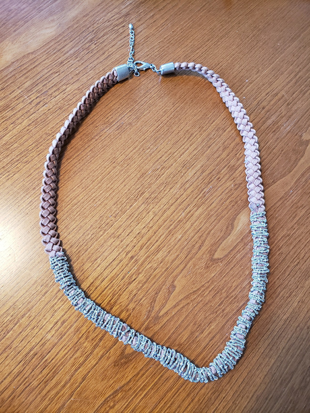 Chunky Silver Chain Wrapped Braided Cord Necklace in Jewellery & Watches in Kitchener / Waterloo