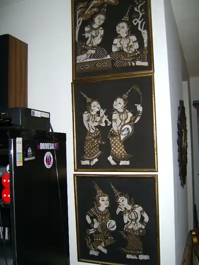 Vintage 3 Thai Framed Artwork - 18” X 20” each, View more