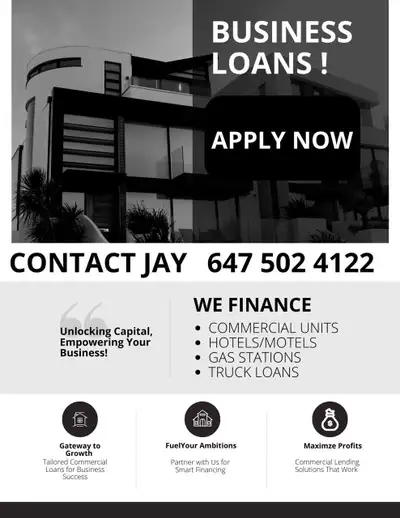 We Finance Commercial Units, Hotels, Motels, Small Business Loans, Gas Stations, Trucking loans , fa...