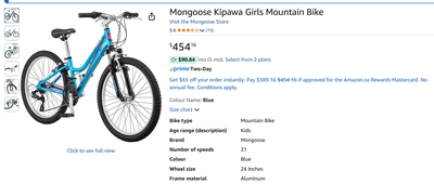 Brand new Mongoose Kipawa Girls Mountain Bike $200 only, View more