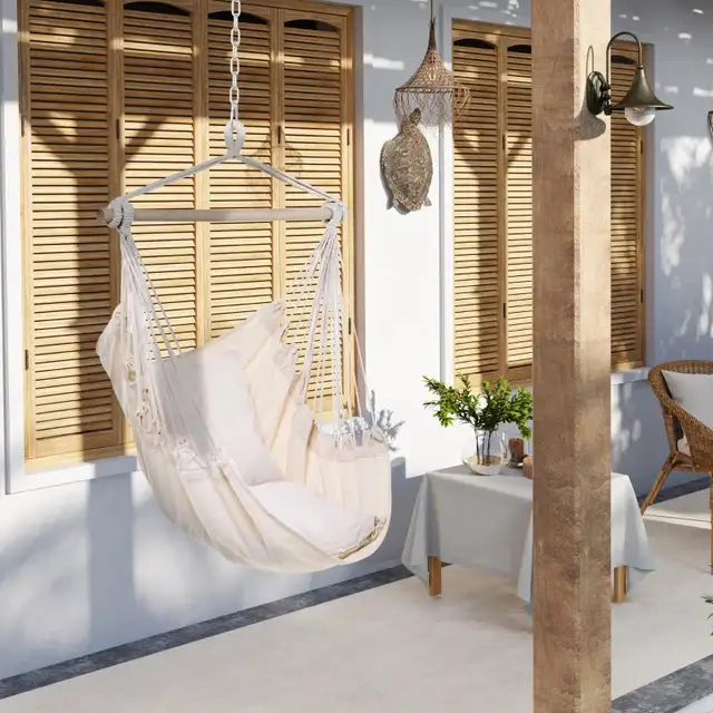 Hammock Chair Swing Hanging Macrame Chair Cotton w/ Two Soft in Chairs & Recliners in Markham / York Region - Image 9