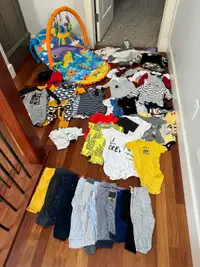 Bundle of 3-9m boy/unisex clothes (&gt;50 items + tub + playmat)