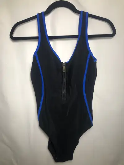 Women’s Black/Blue/Zippered Swimsuit. Size 10. , View more