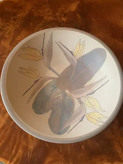 Just over 17” diameter, 4” high. Exquisite and unique, perfect unused condition.