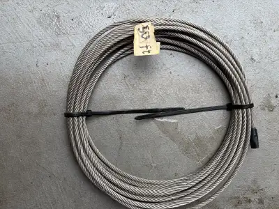 30 feet new steel cable, 4mm diameter. , View more
